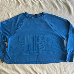 Nike Women's Versa Embossed Cropped Training Sweatshirt Size L Blue